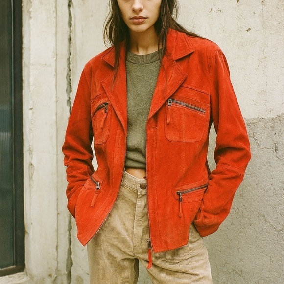 Bonita Jackets & Blazers - Bonita vintage suede rust jacket